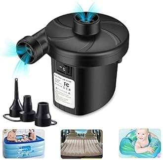Ht-196 Electric Air Pump for Inflatable Swimming Pools, Air Beds & Toys – Portable High-Pressure Pump for Mattress, Pool Floats, Sofa – Ac 230v Air Blower for Indoor & Outdoor Use – Black