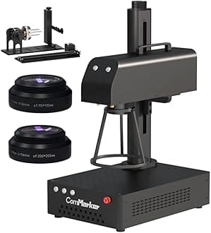 B4 20W Max Fiber Laser Engraver with Rotary Axis,Support LightBurn Laser Engraving Machine with 2 Different Size Lens,Fiber Laser Marking Machine for Jewelry,Sliver,Tag,Tumblers,Brass