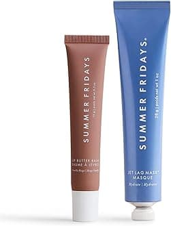 Summer Fridays Lip Butter Balm Hydrating Lip Mask - Shea Butter, Vegan - Vanilla Beige (0.5 Oz) + Jet Lag Mask Mini - Hydrating, Nourishing Face Mask with Antioxidants (1 oz)