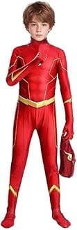 Halloween Boys Superhero Costume Cosplay Red Jumpsuit Bodysuit Zentai Onesie Outfit Dress up for Kids