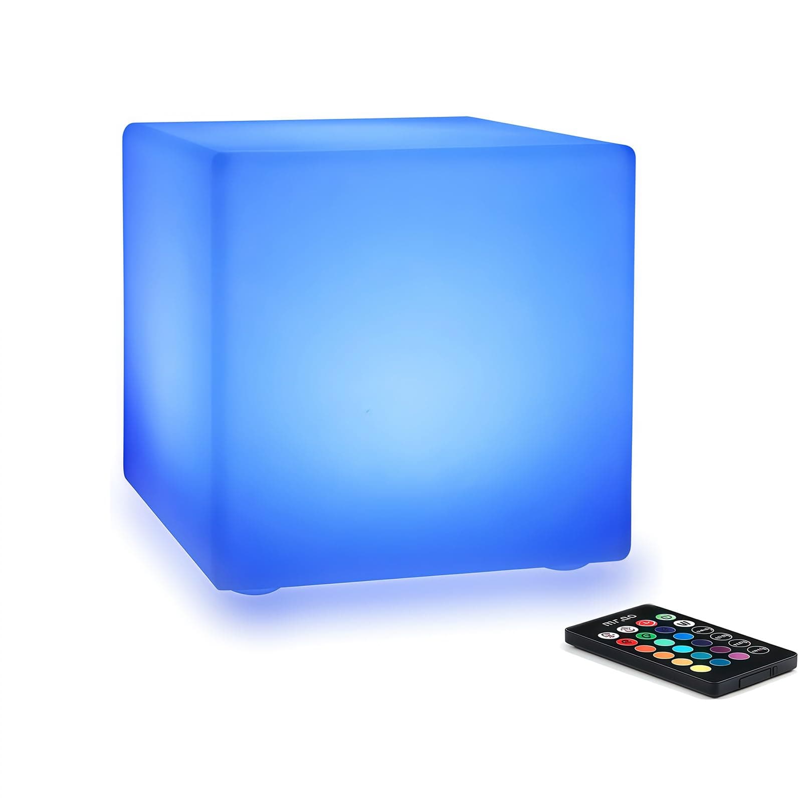 Mr.Go 8" LED Cube Light Color Changing Lamp Mood Light with 16 Colors, Dimmable Brightness, 4 Lighting Modes for Indoor & Outdoor Decoration, Rechargeable Night Light Bedside Lamp with Remote