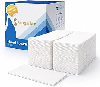 AH AMERICAN HOMESTEAD - Disposable Hand Towels for Bathroom - White Linen Like Guest Napkins - Bathroom Paper Towels for Guests - Ideal for Paper Dinner Napkins (100 Count- Smooth Crisp - 15.5" x 12")