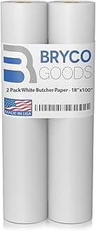 Bryco Goods (Pack of 2) White Kraft Butcher Paper Roll - 18" x 150' (1800") - Food-Grade - Ideal for Smoking Meat & BBQ - Unwaxed & Uncoated Butcher Paper for Sublimation - Made in USA