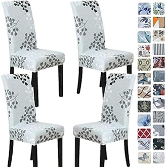 SPRINGRICO Chair Covers for Dining Room Set of 4, Stretch Dining Chair Cover, Washable Spandex Kitchen Parsons Chair Slipcovers, Removable Seat Protector for Home or Party (4 Pack, Byron Palm)
