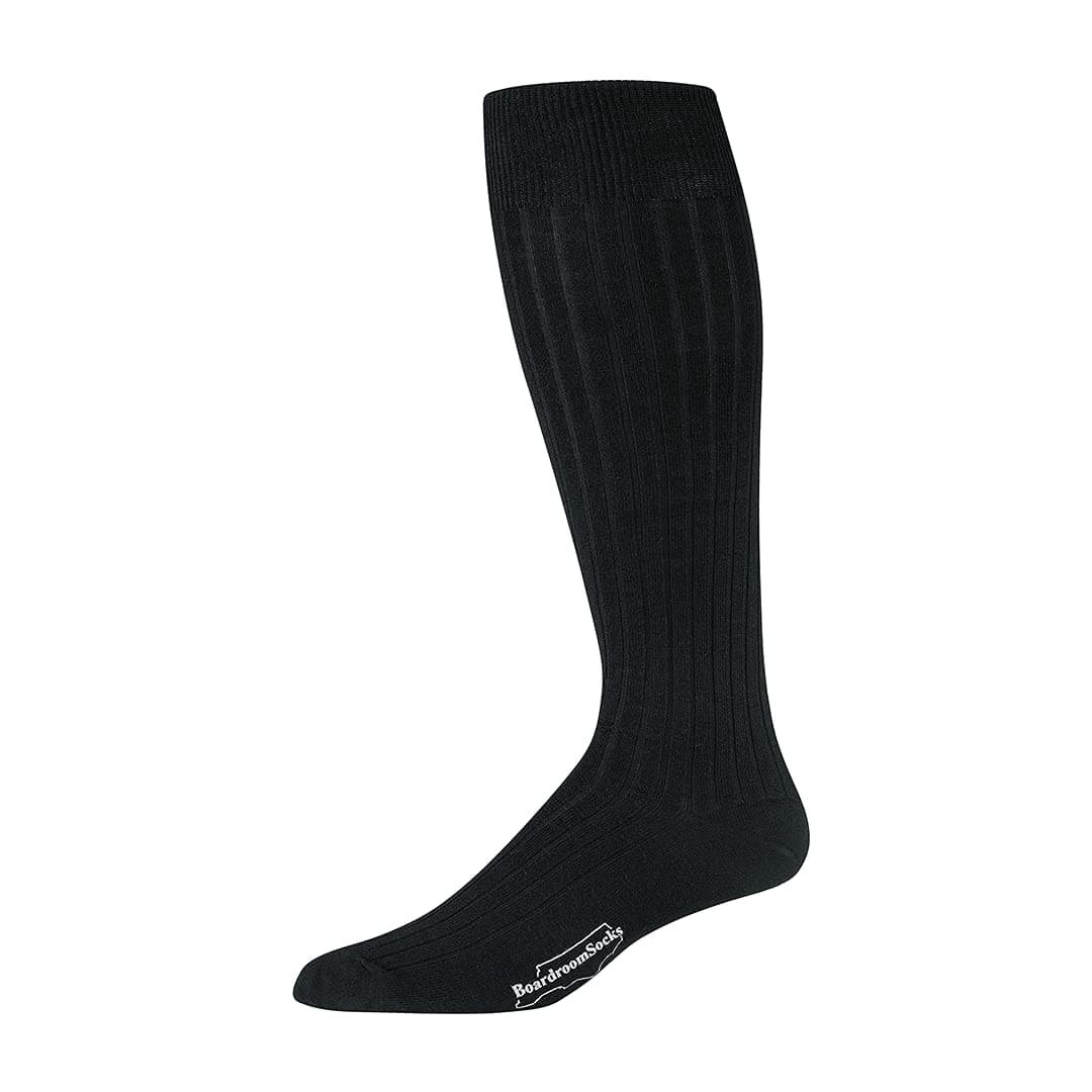 Merino Wool Dress Socks for Men – Over-the-Calf, Ribbed Wool Dress Socks for Size 8-12 – Breathable, Reinforced Heel and Toe