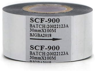 5 Rolls Ribbon 30mm x 100m Thermal Transfer Ribbon for Date Coder Printer Machine HP-241 241B 241S TJ-08 DY-8 DY-6 SCF-900 (Silver)