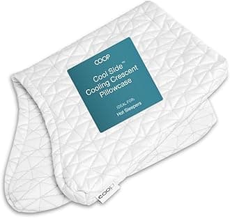 Coop Home Goods Cool Side Crescent Pillowcase, Queen Size Cooling Pillow Case for Hot Sleepers, Crescent Shape, Two-Sided Pillow Covers, Cozy Side & Cool Side, Ultra Soft Lulltra Cool Technology