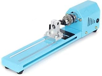 DIFU Mini Wood Lathe Beads Polisher Machine Wood Woodworking Cutting DIY Tool 150W 4000-7000RPM Mini Lathe Drill, Blue