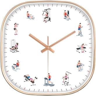 STAR WORK Quartz 12 Inches Premium Wall Clock for Home Stylish Latest Modern Design | Non Ticking Silent Wall Clock - Zero Sound & Disturbance Analog Clock (Gym Square), Glass, multicolor