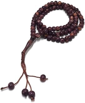 Muslim Tasbih 99 Rosay Beads AMN-184 Islam Prayer dhikr Misbaha with Allah Muhammad Names Engraved on Islamic Religion Eid Ramadan Gift (Mahogany)