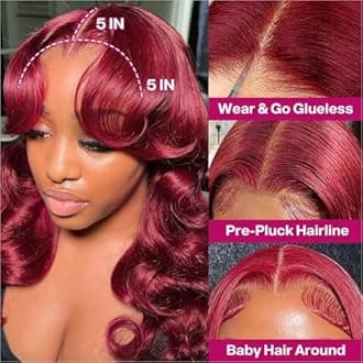99j Burgundy 5x5 Glueless Body Wave Bob Wig Human Hair 200% Density With Baby Hair 5x5 Hd Lace Closure Wigs For Black Women Wear And Go Glueless Bob Wig16 Inch