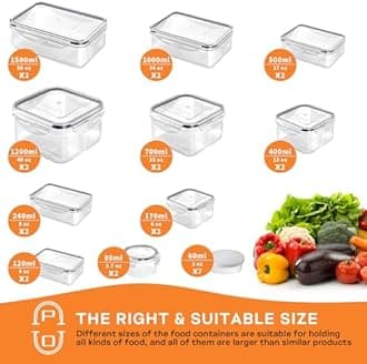 Food Storage Containers with Lids Airtight (27 Containers & 27 Lids) Leakproof Meal-Prep Kitchen Organization,Stackable Containers for Food Plastic Microwave/Dishwasher Safe with Labels & Pen