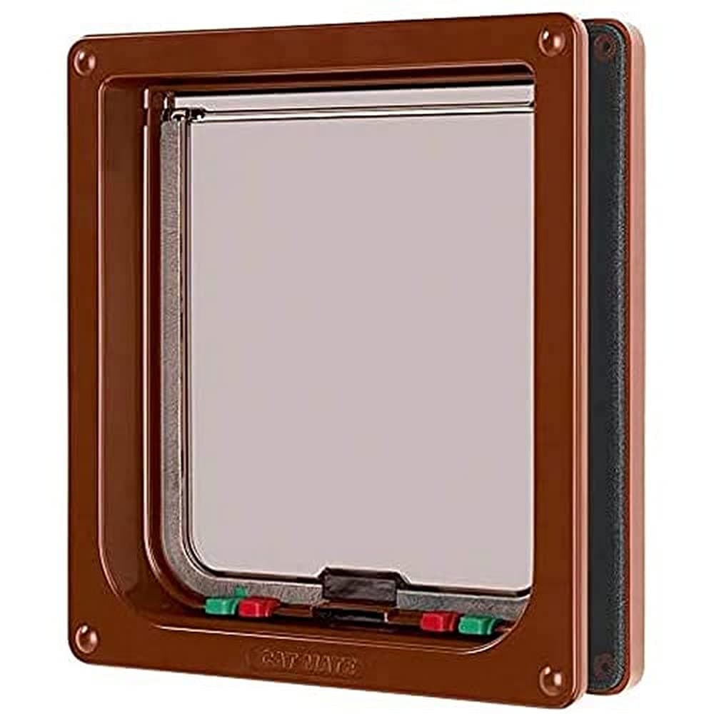 4-Way-Locking Large Cat Flap (221) - Secure Lockable Door for Large Cats and Small Dogs, Easy to Install and Use, for UPVC/Metal, Wall and Wood, Brown