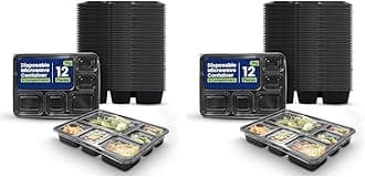 SNH Packing12 Pieces Disposable Microwave Container Rectangular - 6 Compartment (Pack of 2)