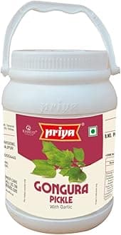 Priya Gongura Pickle with Garlic, 1kg - Authentic Telugu Style Achar |Traditional South Indian Taste| Homemade Andhra Pickles| Tangy and Spicy|With Tamarind Paste, Gongura Leaves and Mixed Spices
