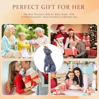 Solar Garden Statue Dog Figurine – Garden Statue with Butterfly for Garden Yard Décor Outside, Unique Garden Gift for Garden Mom Grandma