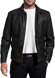 Mens Leather Jacket - Real Lambskin Classic Vintage Style Leather Jackets For Men Brown Leather Jacket for Mens