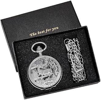 Stainless Steel Single Open Men's Mechanical Pocket Watch, Roman Digital Dial Mechanical Pocket Watch for Men