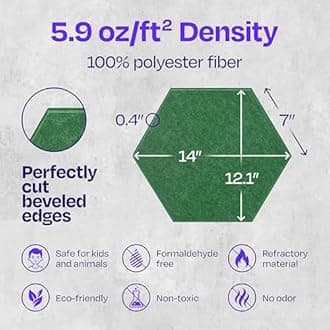 Ekkogo Acoustic Panels 12-Pack Soundproof Wall Panels 14''X13''X0.4'' Sound Panels High Density Sound Dampening Panels - [Dark Green Hexagon]