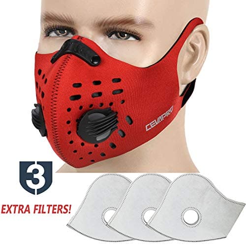 MoHo Dust Filter, Upgrade Version Activated Carbon Dust Filter Wind Foggy Haze Dust Filter Motorcycle Bicycle Cycling Ski Half Face Filter for Outdoor Activities (1 Set Red)