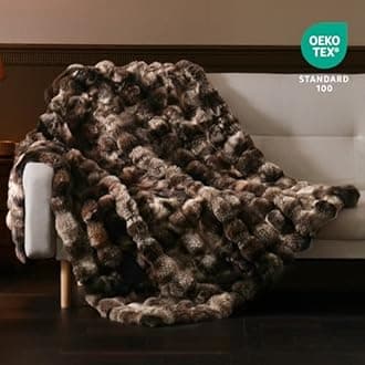 Faux Fur Throw Blanket Soft Plush Fluffy Blanket for Couch Sofa, Thickened Cozy Fuzzy Luxury Bubble Blanket for Bedroom Living Room Decor,Tie-dye Coffee,60" x 80",1100GSM