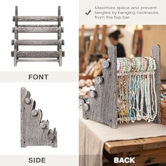 TOPNEW 4 Tier Wooden Bracelet Holder,Scrunchie Bangle Watch Necklace Display Storage Jewelry Holder Stand Display Organizer,Antique White