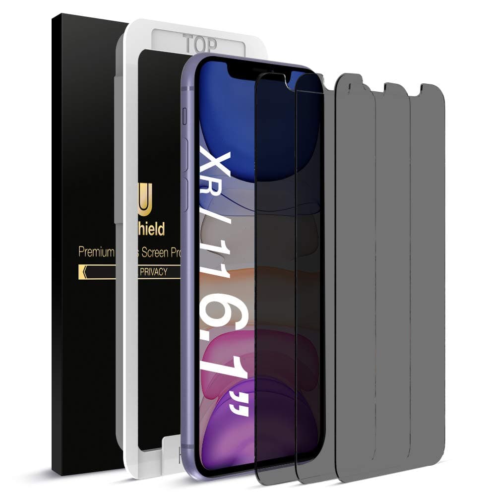 uShield Privacy Screen Protector Compatible with Apple iPhone XR and iPhone 11 (6.1" Display) (w/Installation Frame) [Anti-Scratch/Spy] Tempered Glass Screen Protector (3Pack) [Fit with Most Cases]