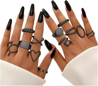 FAXHION12PCS Gold Stackable Rings Set for Women, 18K Gold Plated Open Stacking Knuckle Ring, Adjustable Chunky Signet Band Statement Ring for Gift