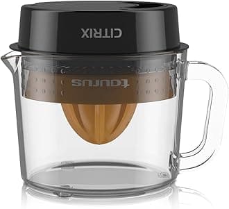 Citrus Juicer with 2 Interchangeable Cones, Premium Glass Container, Easy-to-Clean, Compact Design, Perfect for Limes, Oranges, and Lemons - Durable, Hygienic, and Versatile for Everyday Use