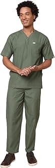 Knya Active Men's 5-Pocket Scrub Suit | Set of Top & Bottom | Half Sleeves | V Neck | Breathable Fabric | Comfortable | Durable | Uniform for Doctors, Nurses and Dentists
