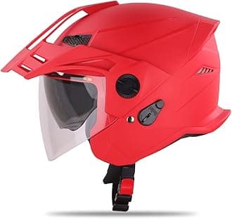 Steelbird SBH-23 GT Plus Open Face ISI Certified Helmet with Inner Sun Shield (Medium 580 MM, Dashing Red)