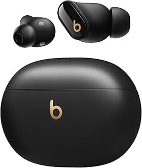 Studio Buds + | True Wireless Noise Cancelling Earbuds, Enhanced Apple & Android Compatibility, Built-in Microphone, Sweat-Resistant Bluetooth Headphones, Spatial Audio – Black/Gold