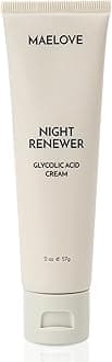 MAELOVE Night Renewer Night Cream with 2-in-1 Glycolic Acid Treatment, Unscented, For Sensitive Skin