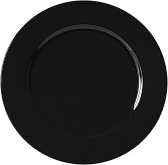 13inch Round Plastic Charger Plates,Set of 8,Charger Plates for Dinner,Wedding,Party,Event Decoration. (Metallic Black) …