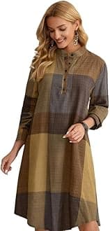 Leriya FashionWestern Dress || Rayon Color Block Half Button Front Dress for Women || Long Cuff Sleeve & Stand Collared Neck Tunic Dress || Office || Summer Dresses for Women.