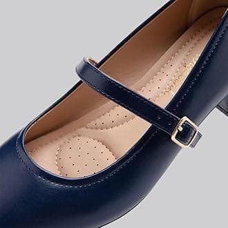 Mary Jane Shoes Low Heels Dress Pumps for Women With Adjustable Ankle Strap - 2 Inch Chunky Heel for Dressy Casual Occasions