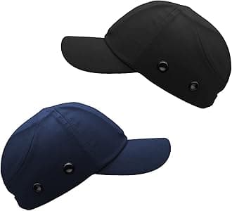 Black Baseball Safety Bump Cap - 100% Cotton, Impact-Resistant ABS Shell, Dual-Layer Padded Foam, Breathable, Adjustable Head Protection Hard Hat Cap