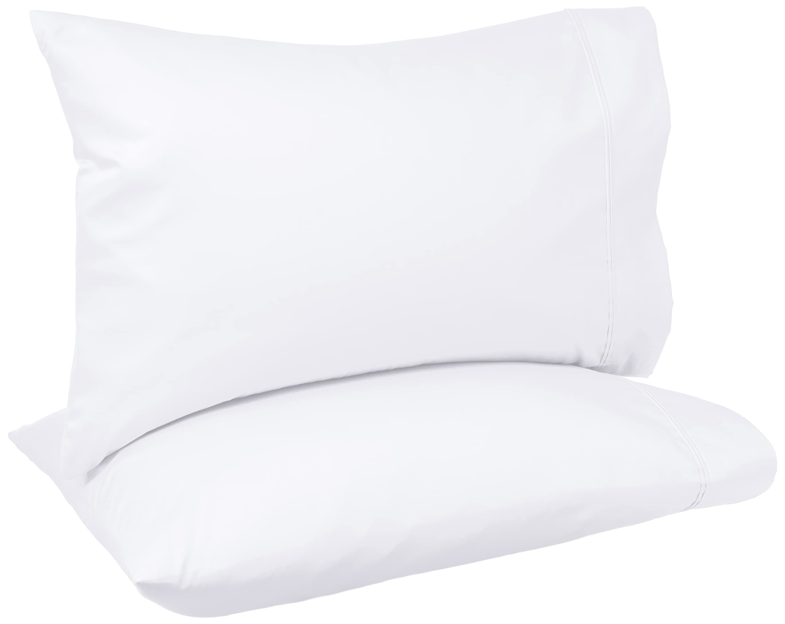Amazon Basics 400 Thread Count Cotton Pillow Cases, Standard, Set of 2, White, 76.2 cm L x 50.8 cm W, Pillows Not Included