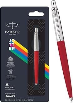 Parker Jotter Standard Red CT (Chrome Trim) Ball Pen , Blue Ink , Fine Point