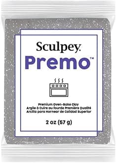 Premo Polymer Oven-Bake Clay, White Gold Glitter, Non Toxic, 2 oz. bar, Great for jewelry making, holiday, DIY, mixed media and home décor projects