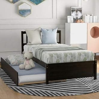 Twin Size Platform Bed with Trundle (Espresso1)