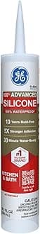 GE Advanced Silicone Caulk for Kitchen & Bathroom, Clear, 10 fl oz Cartridge, 1 Pack - 100% Waterproof Silicone Sealant, 5X Stronger Adhesion, Shrink & Crack Proof