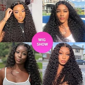 24 Inch Curly Glueless Pre Plucked Pre Cut 7X5 HD Lace Pre Bleached Knots Wigs Human Hair,Wear and Go Water Wave Lace Front Wig with Natural Hairline Baby Hair for Black Women 200% Density
