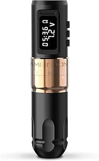 Ambition MARS-U Wireless Tattoo Machine with Adjustable Stroke - Rotary Cartridge Tattoo Machine Pen with 1800mAh Power Coreless Motor Digital LED Display for Professional Tattoo Artist Gold
