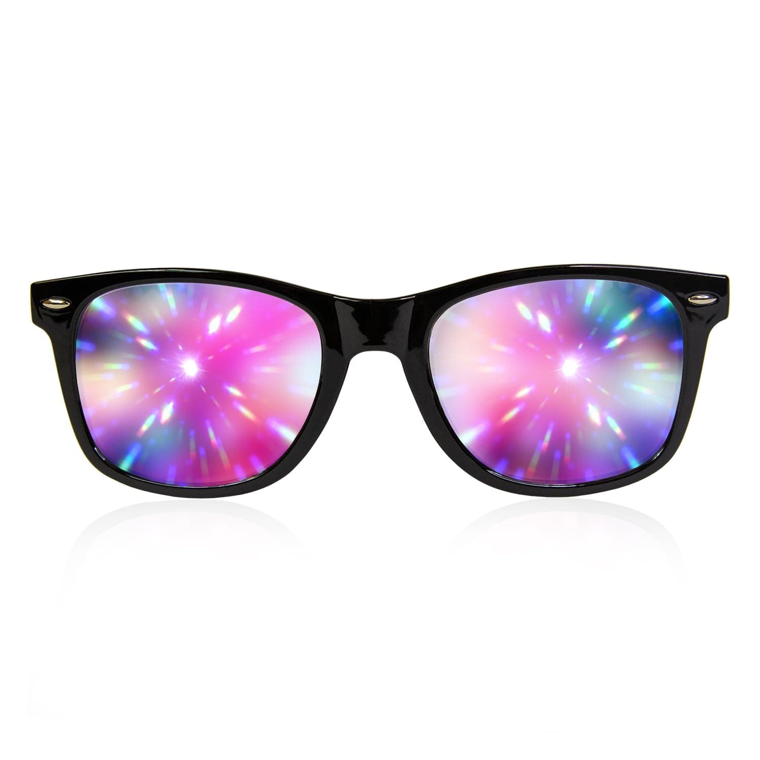 GloFX Ultimate Diffraction Glasses - Matte Black - 3D Prism Rainbow Effect - Great Edm, Festival, Concert, Fireworks, Christmas Lights, and Rave Accessory - Matte Black Frames