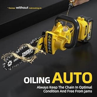 8 inch Mini Chainsaw Cordless, with 2X3.0Ah Large Batteries, Brushless Electric Handheld Chain Saw, Auto Oiler, Lightweight, Portable with Case, Powerful and Easy for Trimming and Pruning