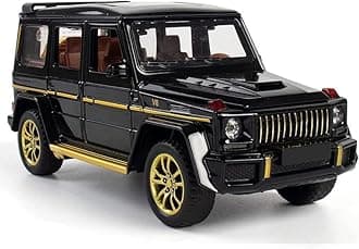 PINQUE Kids New Car 1:24 Barbus Diecast Alloy Metal Pull Back Car with Openable Doors Music Sound and Light Vehicle Toy Car for Boys (Black)