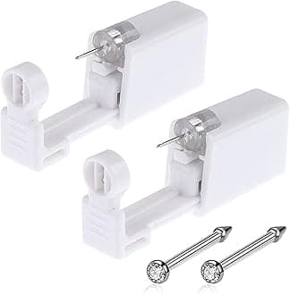 Nose Piercing Gun - 2 Pack Self Nose Piercing Kit Unit Disposable Nose Piercing Gun with Nose Stud Piercing Kit Tool for Cartilage Tragus Helix Piercing Gun Piercing Jewelry (Silver)