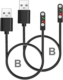 Chargers Compatible with P22 of Popglory, Kalinco smartwatch, LUOBA TOZDTO i13, WZWNEER DXPICR Y20GT, Iaret i18, Wwzzey P42B and AGPTEK LW31, Magnetic, 2-Pack, B+B Type
