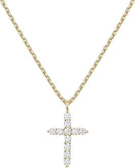 PAVOI 14K Gold Plated Cross Necklace for Women Cross Pendant Gold Necklace